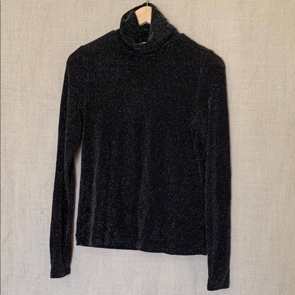 Black Sparkly Turtleneck Top